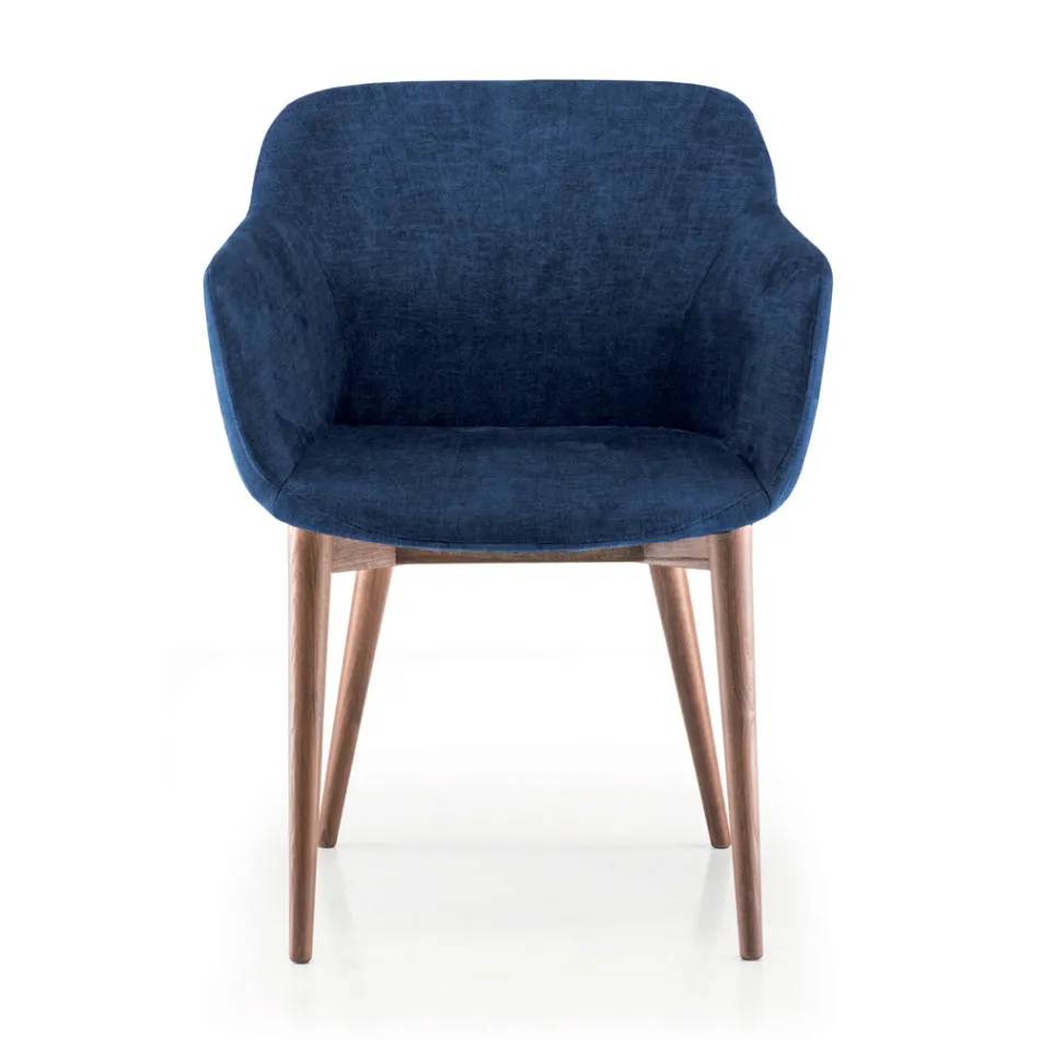 Silla de Comedor en Tela y Madera Made in Italy 4 Piezas - Bardella Viadurini