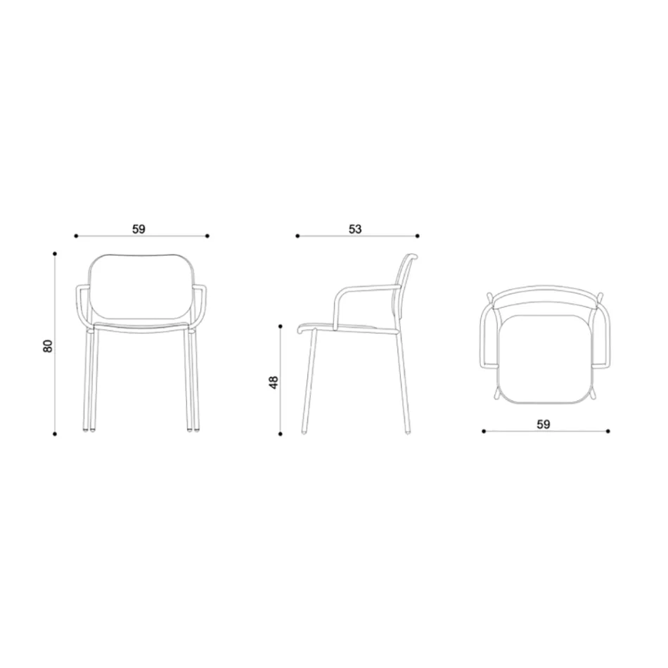 Silla de Comedor en Tela y Metal Made in Italy 2 Piezas - Sangria Viadurini