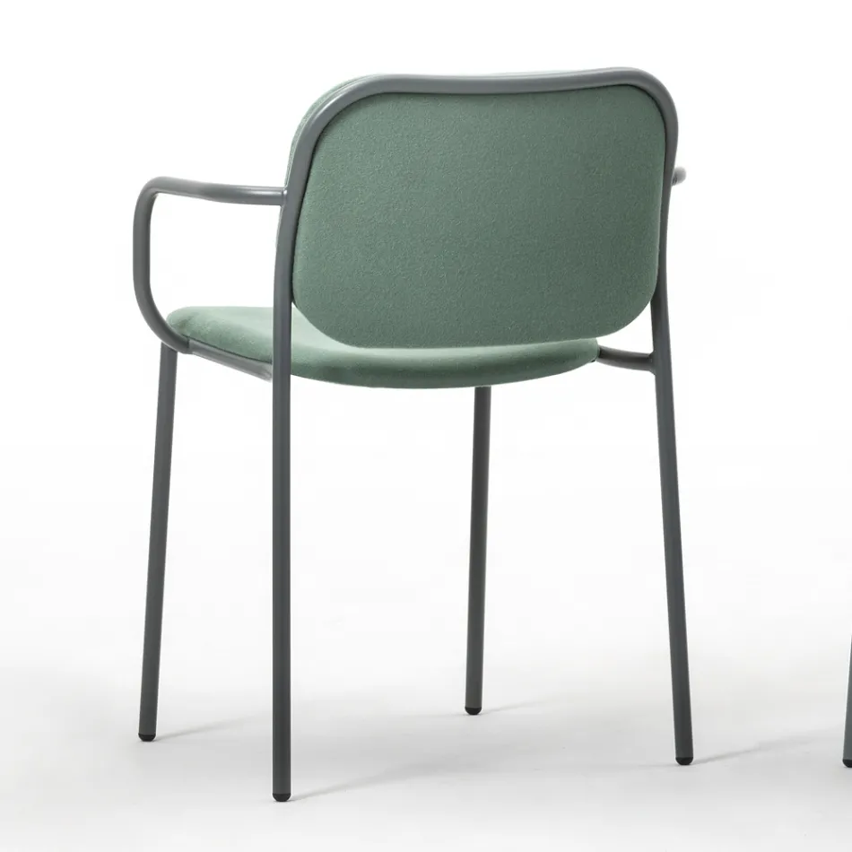 Silla de Comedor en Tela y Metal Made in Italy 2 Piezas - Sangria Viadurini