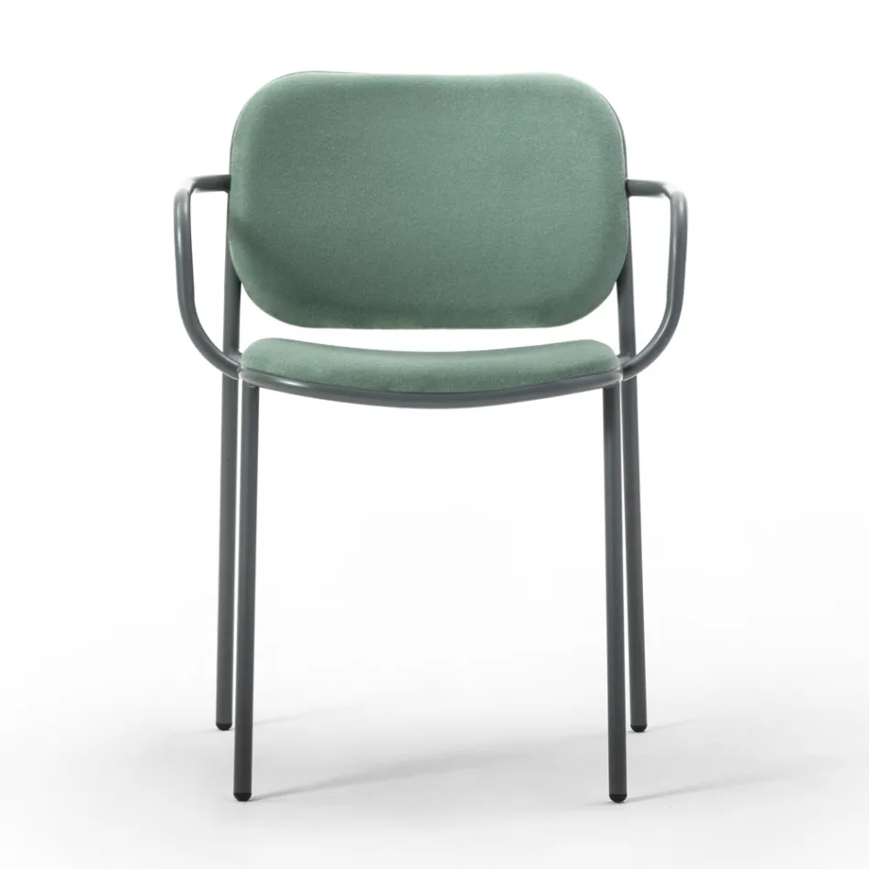 Silla de Comedor en Tela y Metal Made in Italy 2 Piezas - Sangria Viadurini