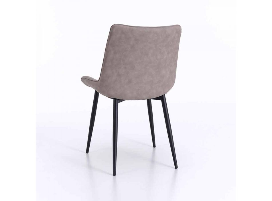 Silla de comedor en metal con asiento tapizado y tapizado, 4 piezas - Cronos Viadurini