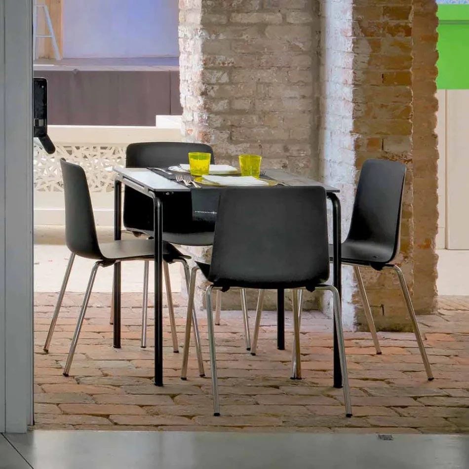 Silla de comedor de metal y polipropileno Made in Italy, 4 piezas - Carlita Viadurini