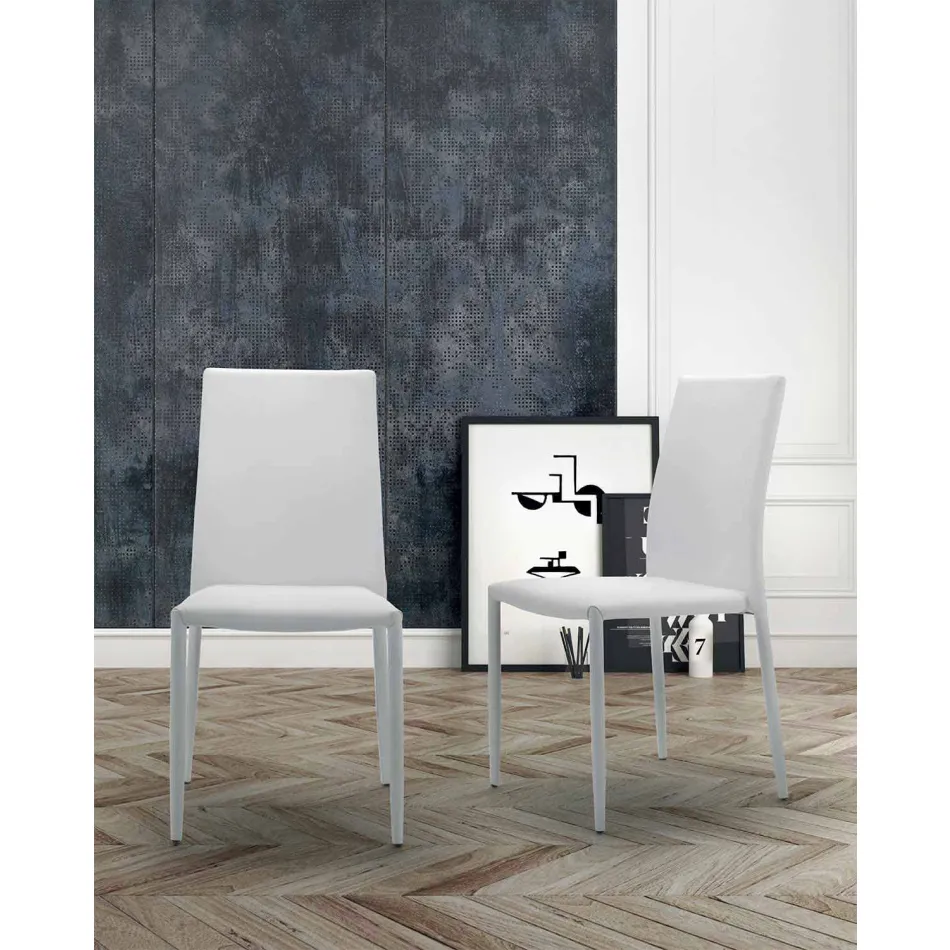 Silla de salón apilable, acolchada y tapizada en ecopiel – Monamour Viadurini