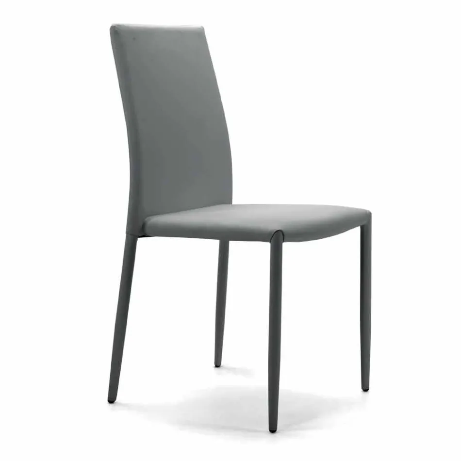 Silla de salón apilable, acolchada y tapizada en ecopiel – Monamour Viadurini