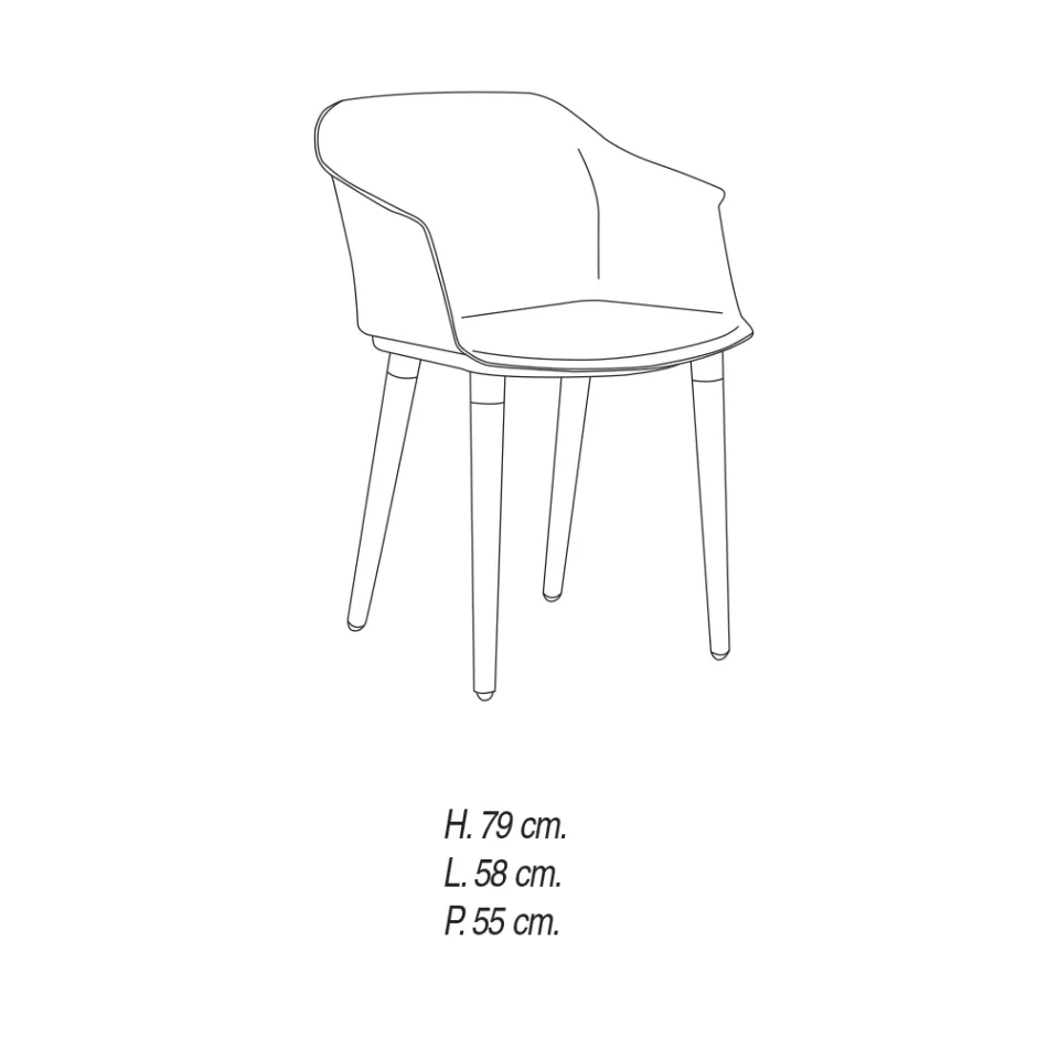Silla de Salón en Madera y Polipropileno Made in Italy, 4 Piezas - Marbella Viadurini
