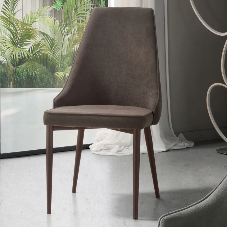 Silla de Salón en Tela con Asiento Moldeado y Tapizado 4 Piezas - Isaak Viadurini