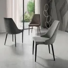 Silla de Salón en Tela con Asiento Moldeado y Tapizado 4 Piezas - Isaak Viadurini