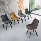 Silla de salón en tela tapizada con patrón de cuadros 4 piezas - Raggia Viadurini