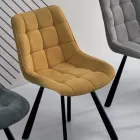 Silla de salón en tela tapizada con patrón de cuadros 4 piezas - Raggia Viadurini
