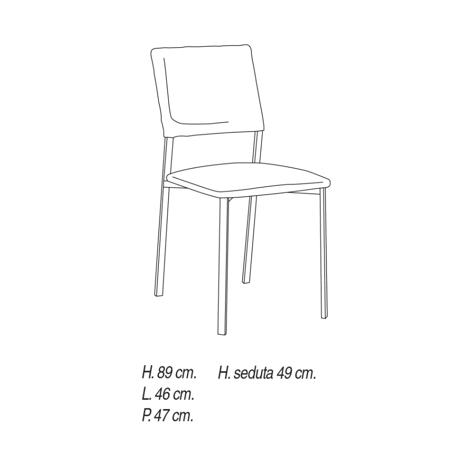 Silla de salón de metal y asiento de microfibra Made in Italy, 2 piezas - Fabiola Viadurini