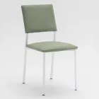 Silla de salón de metal y asiento de microfibra Made in Italy, 2 piezas - Fabiola Viadurini