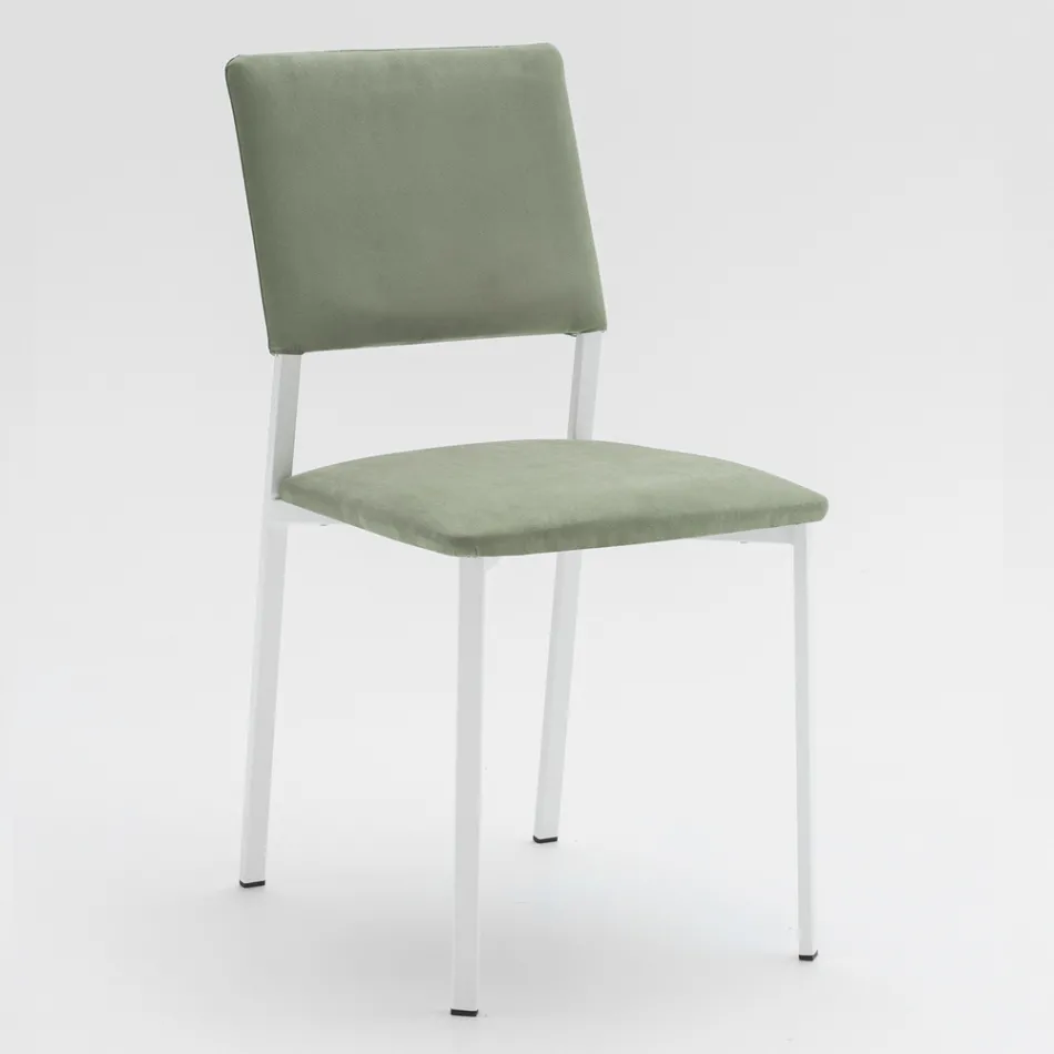 Silla de salón de metal y asiento de microfibra Made in Italy, 2 piezas - Fabiola Viadurini