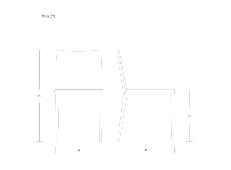 Silla de salón de metal revestida en ecopiel de 2 piezas Made in Italy - Meridian Viadurini