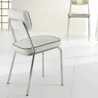 Silla estilo años 50 en piel sintética grafiti y borde blanco Unica Viadurini