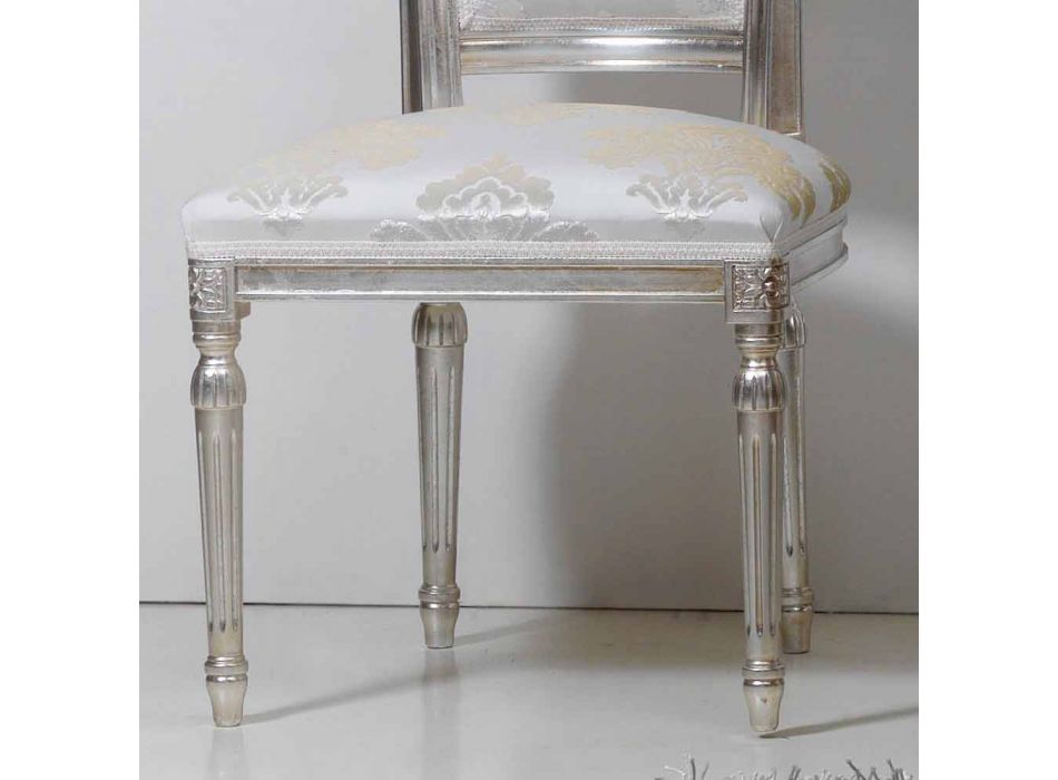 clásica silla de madera con patas de hoja de plata Miel Viadurini