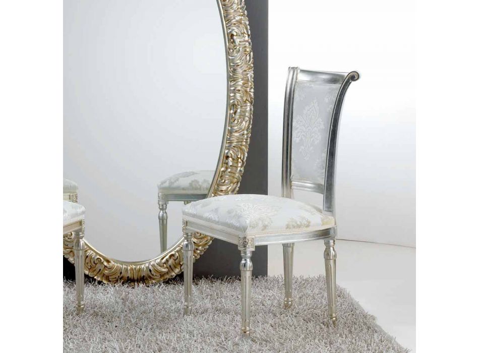 clásica silla de madera con patas de hoja de plata Miel Viadurini