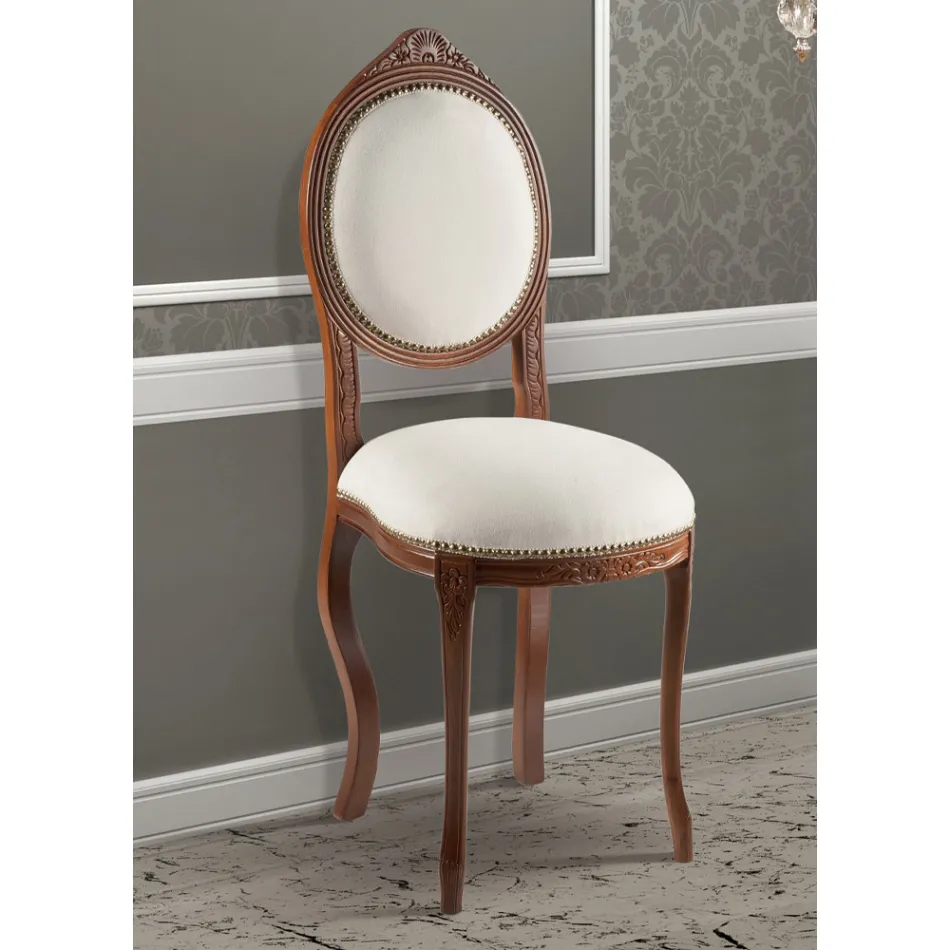 Silla de estilo clásico en madera de nogal tapizada Made in Italy - Elegant Viadurini