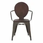 Silla de estilo industrial de diseño moderno en hierro y madera, 2 piezas - Delia Viadurini