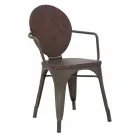 Silla de estilo industrial de diseño moderno en hierro y madera, 2 piezas - Delia Viadurini