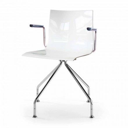 Silla de oficina con reposabrazos de acero y diseño de asiento reciclado de colores - Verenza Viadurini