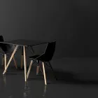 Sillas para sala de estar o cocina de polipropileno y madera - Faz Wood by Vondom Viadurini