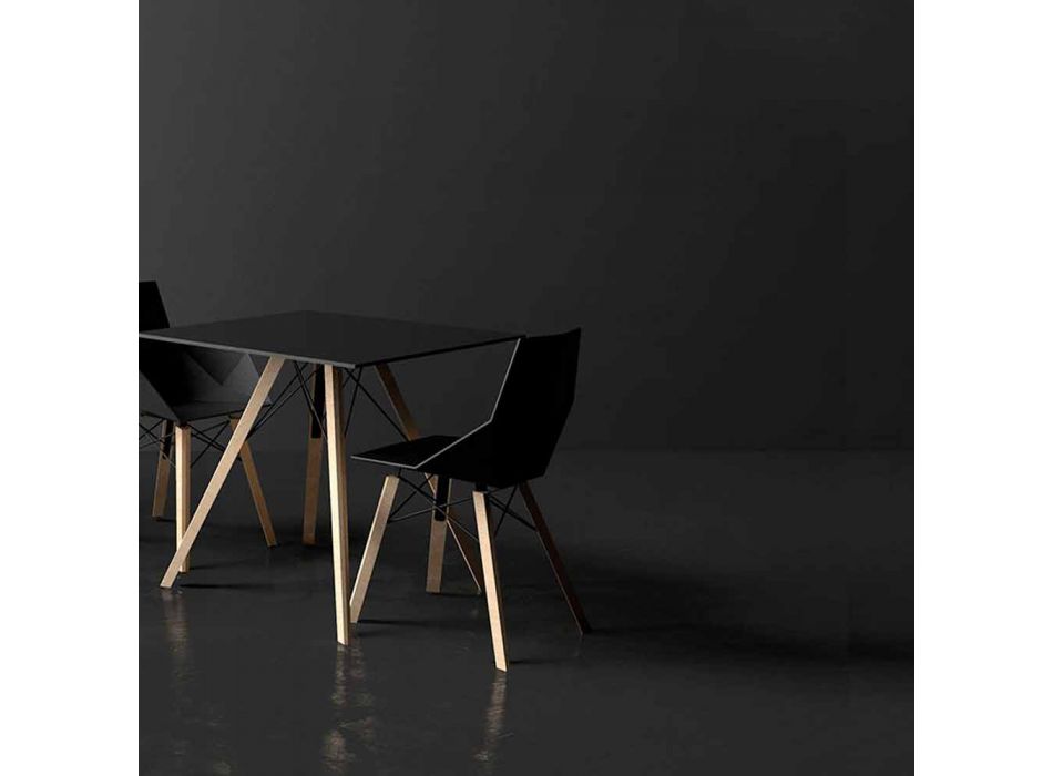 Sillas para sala de estar o cocina de polipropileno y madera - Faz Wood by Vondom Viadurini