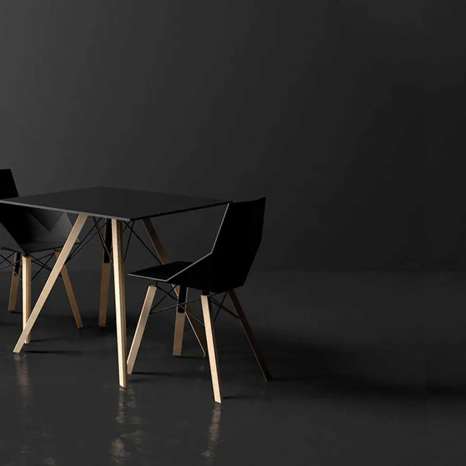 Sillas para sala de estar o cocina de polipropileno y madera - Faz Wood by Vondom Viadurini