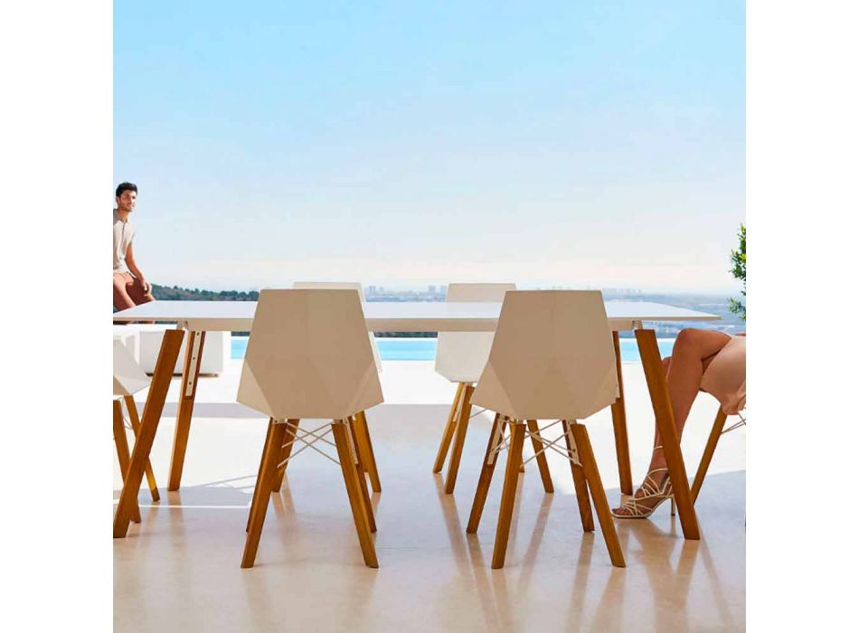 Sillas para sala de estar o cocina de polipropileno y madera - Faz Wood by Vondom Viadurini