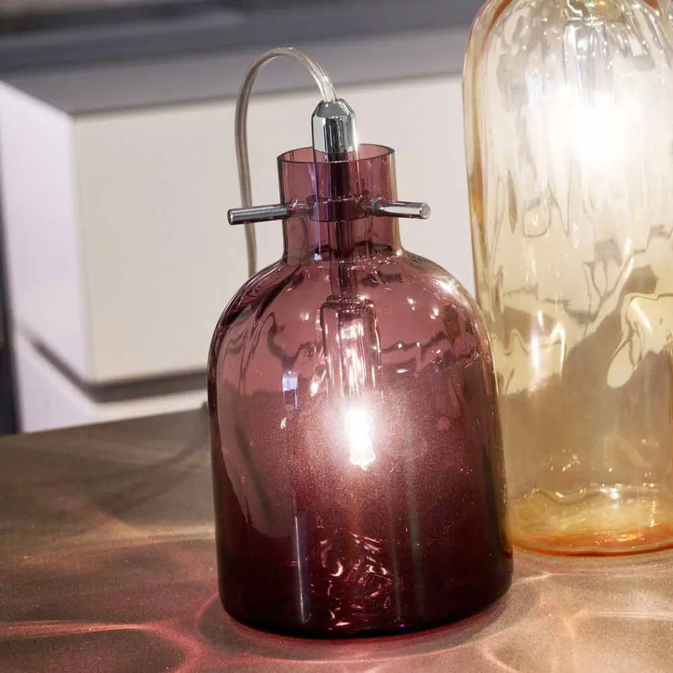 lámpara de mesa Selene Bossa Nova Ø11 H16cm, amatista vidrio soplado Viadurini