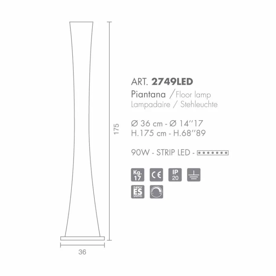 Selene de reloj de arena lámpara de pie vidrio soplado H175cm Ø36 Viadurini