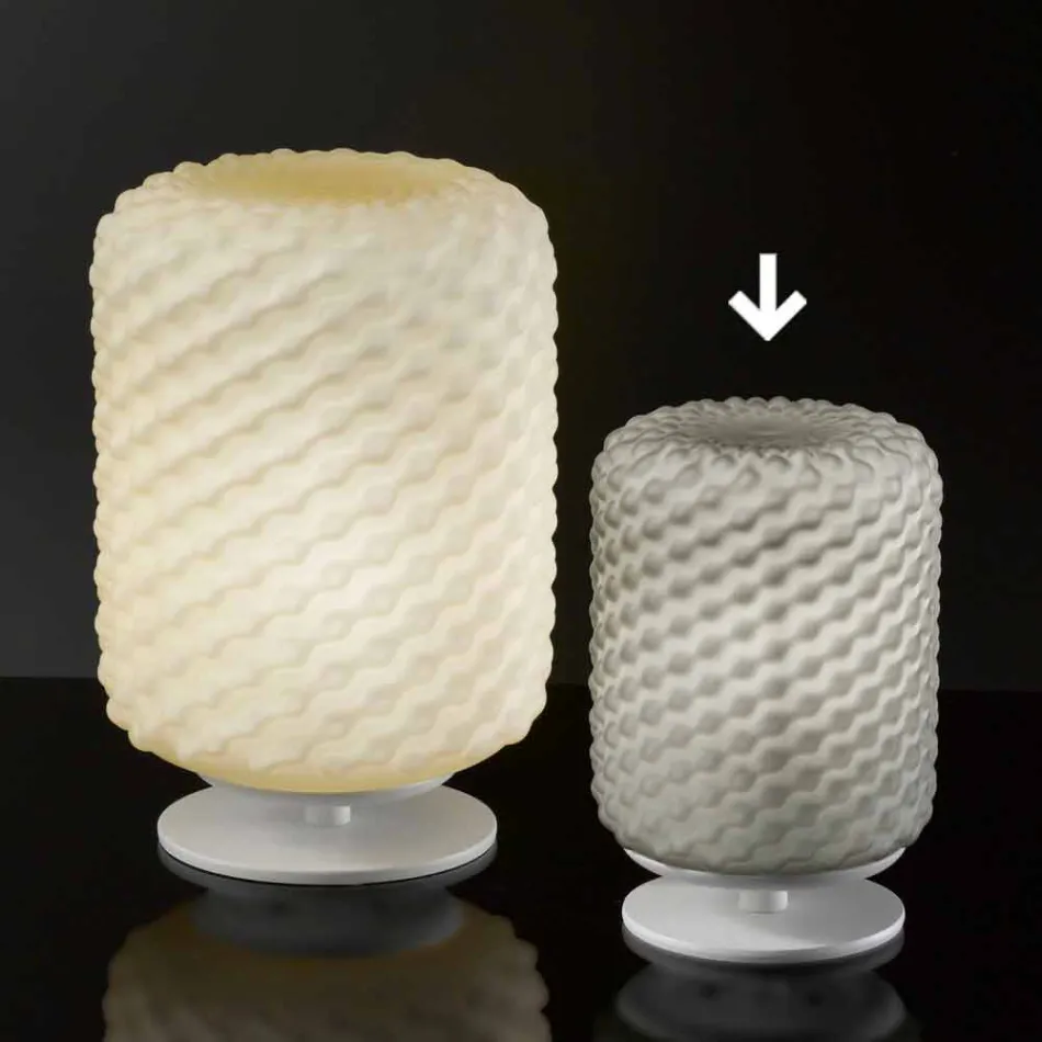 lámpara de mesa Selene Domino Ø15 H22cm, hecho a mano vidrio soplado Viadurini