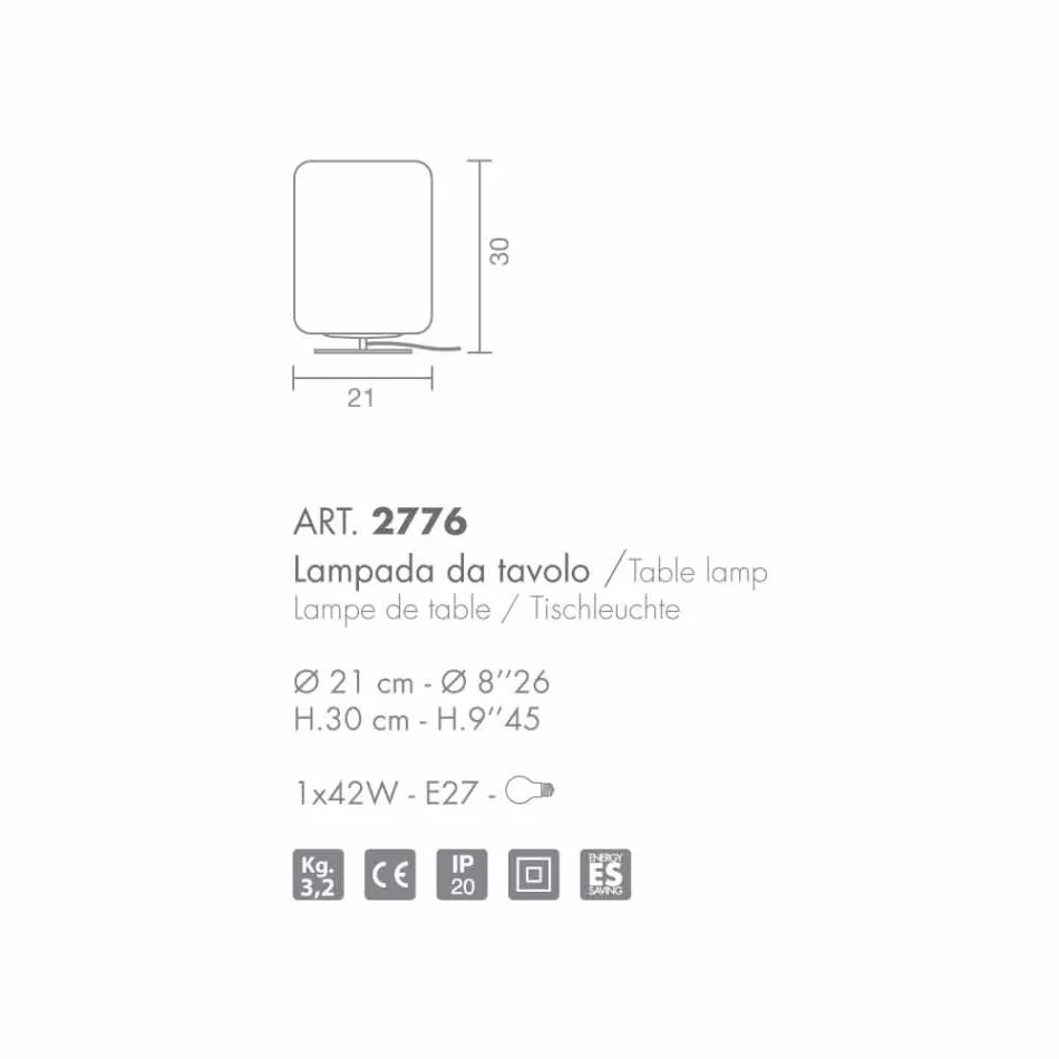lámpara de mesa Selene Domino Ø21 H30cm, vidrio soplado fabricado en Italia Viadurini
