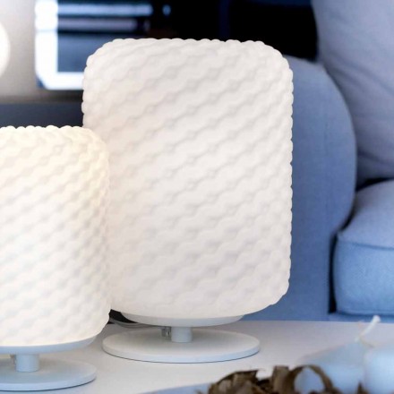 lámpara de mesa Selene Domino Ø21 H30cm, vidrio soplado fabricado en Italia Viadurini