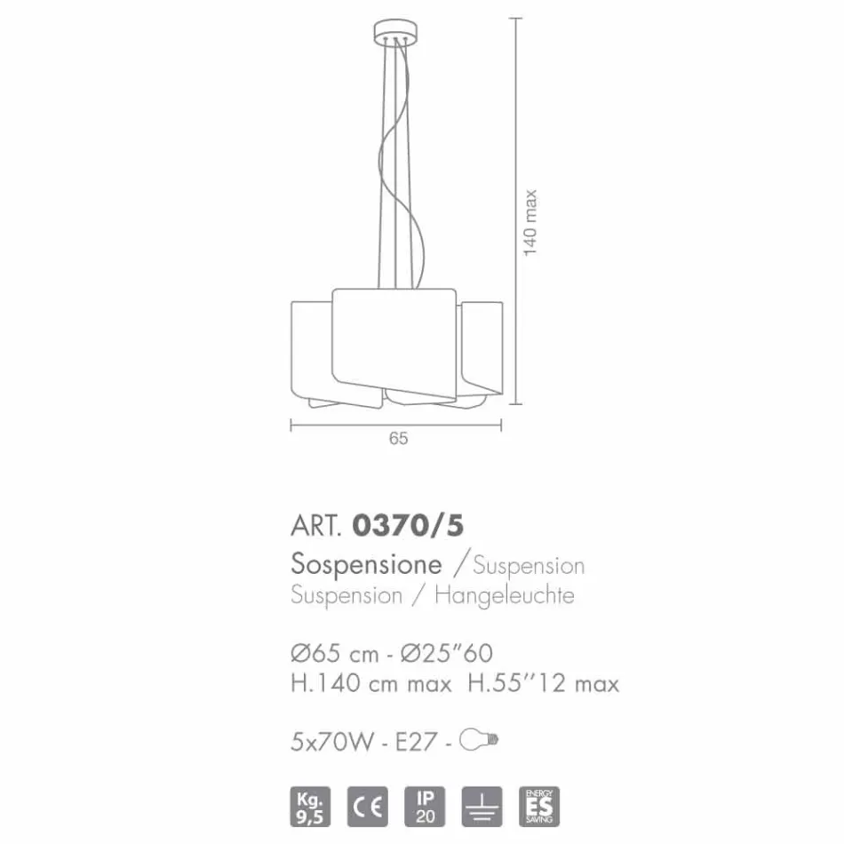 Selene papiro blanco colgante de cristal de la lámpara Ø65 x H 140 cm Viadurini