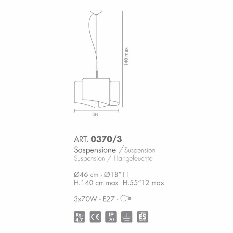 lámpara de suspensión Selene Papiro hecho en Italia O46 x H 140 cm Viadurini