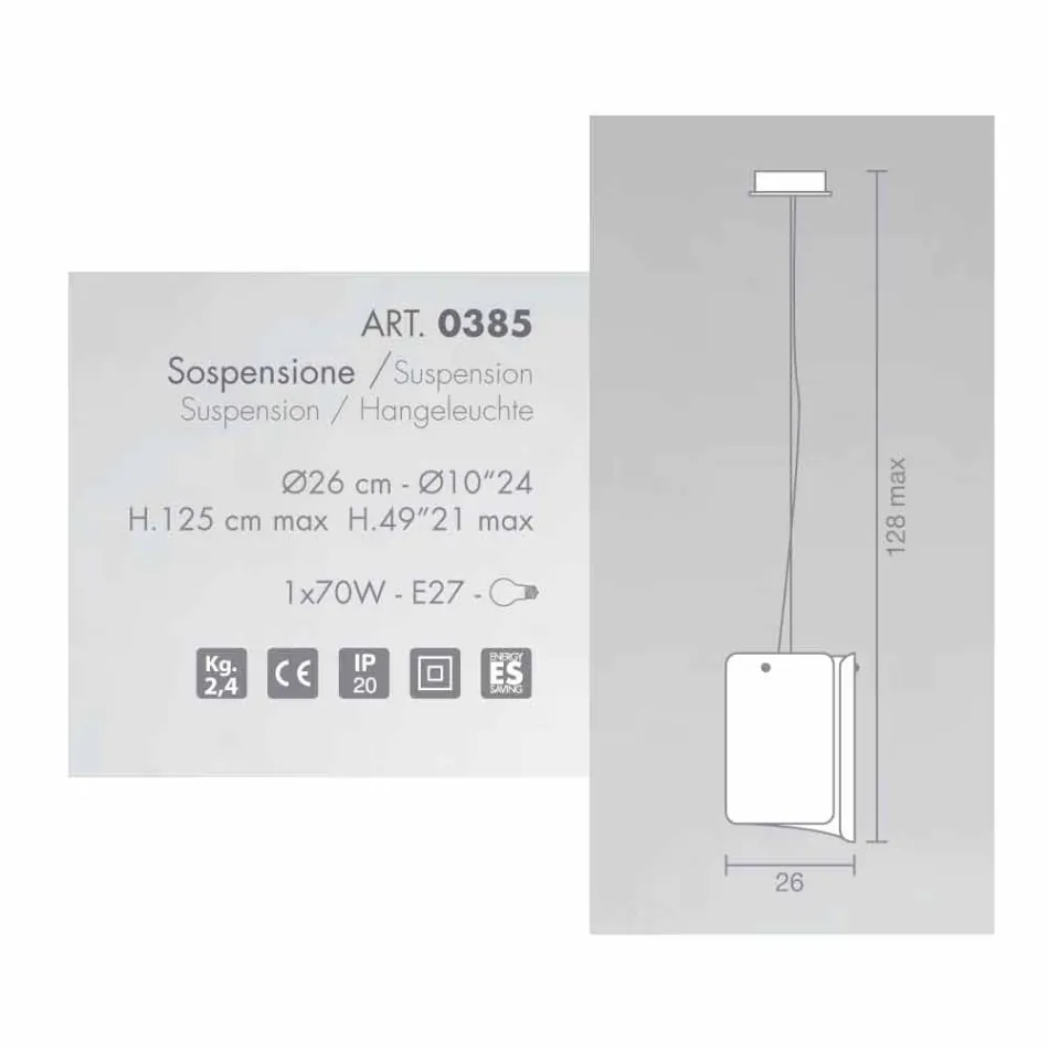 Selene Papiro moderna lámpara colgante de cristal Ø26 H 125cm Viadurini