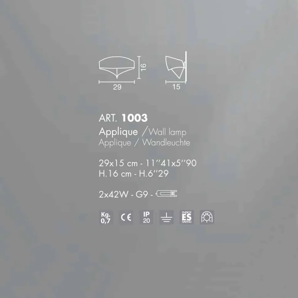 lámpara de pared moderna Selene hecho en Italia Escudo 29x15xH16 cm Viadurini