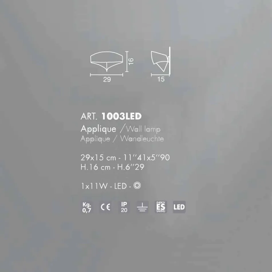 lámpara de pared moderna Selene hecho en Italia Escudo 29x15xH16 cm Viadurini