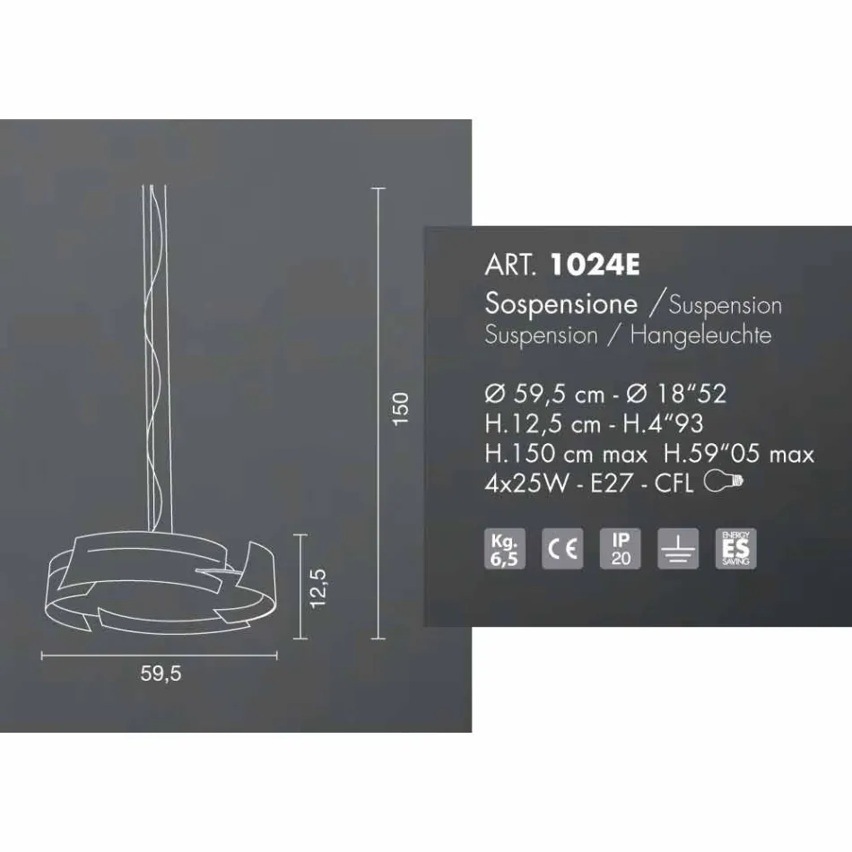 Lámpara de techo Selene Vultur Ø59,5 H 12.5 / 150 cm hecha en Italia Viadurini
