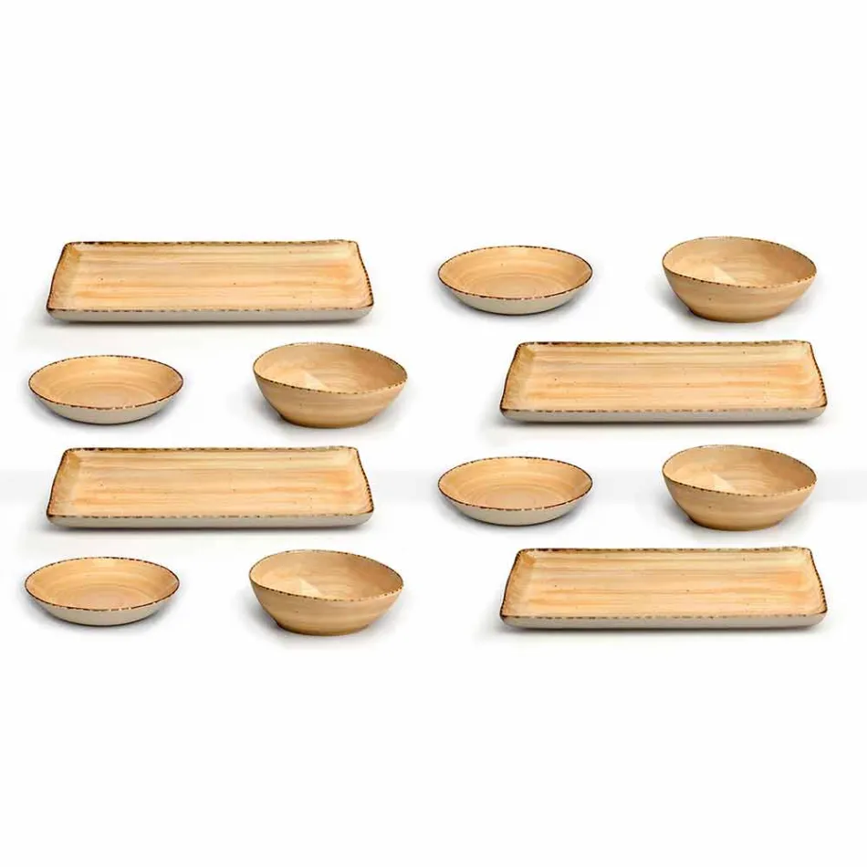 Service 12 Placas rectangulares y redondas de gres de colores, diseño moderno - Simba Viadurini