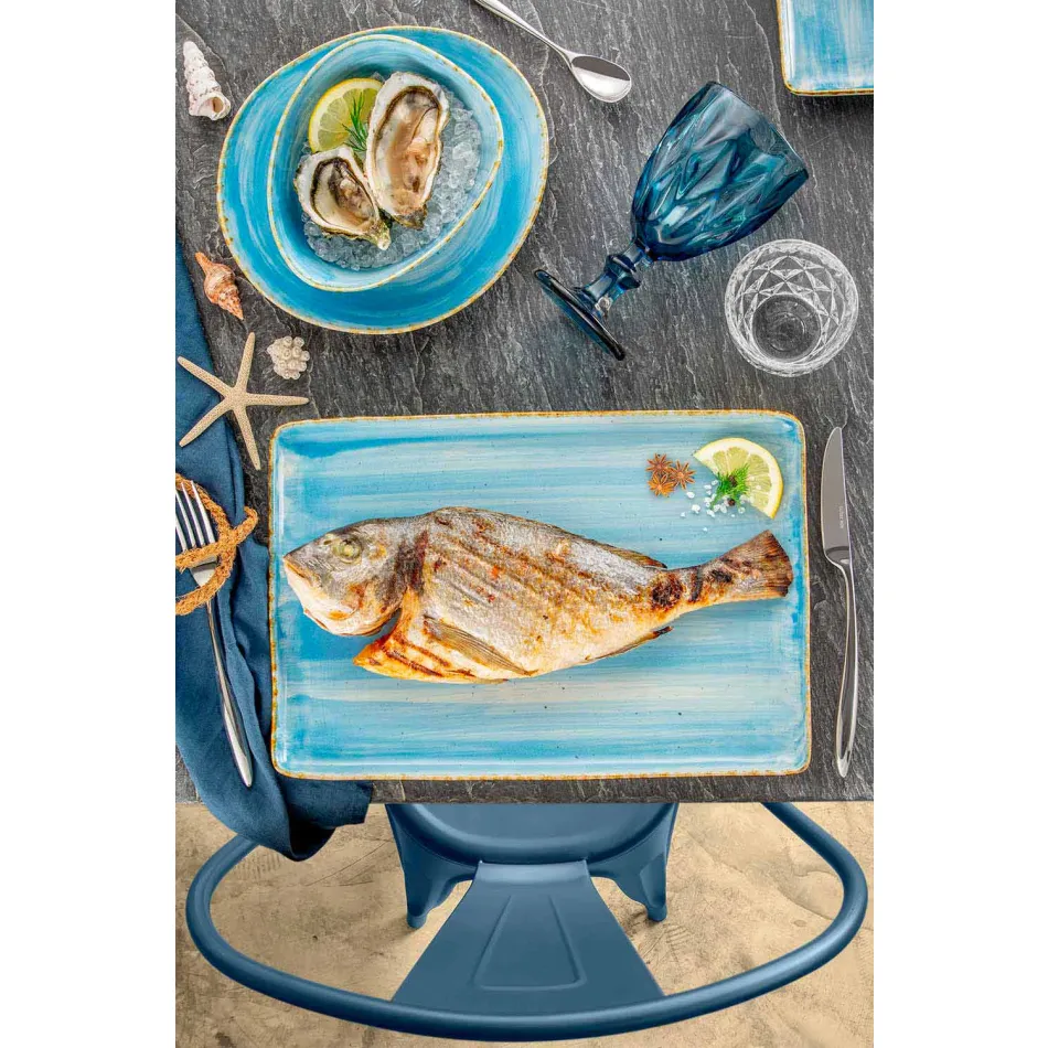 Servicio 12 Placas Rectangulares y Redondas de Diseño Moderno en Gres - Simba Viadurini