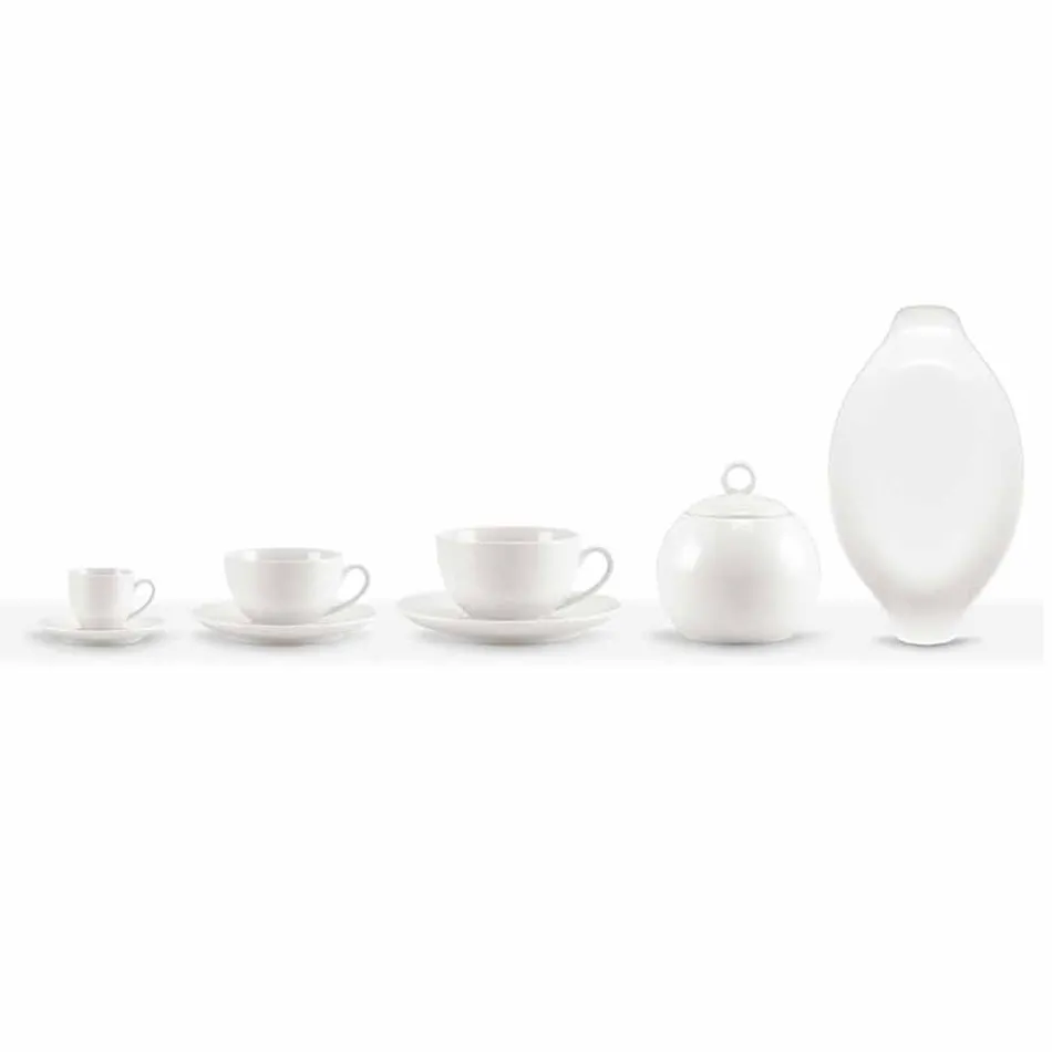Juego de 18 tazas de café y té con azucarero y bandeja de porcelana - Lucerna Viadurini