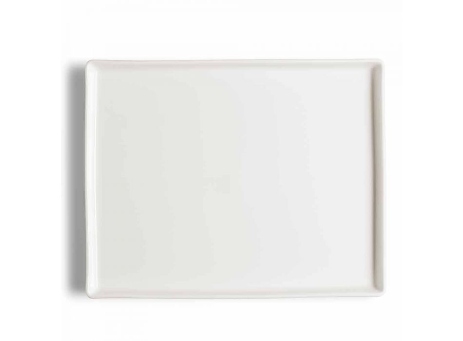 Set de 20 platos en porcelana blanca con un moderno diseño rectangular - Laos Viadurini