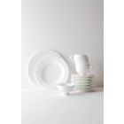 Juego de 24 platos llanos de diseño en porcelana blanca ondulada - Armanda Viadurini