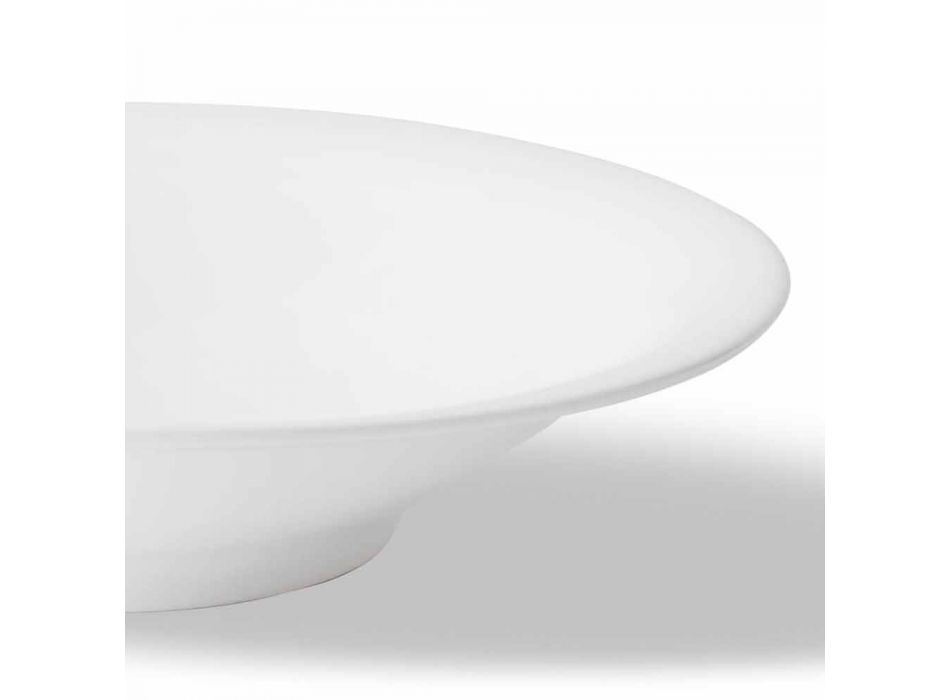24 platos llanos elegantes en diseño de porcelana blanca - Doriana Viadurini