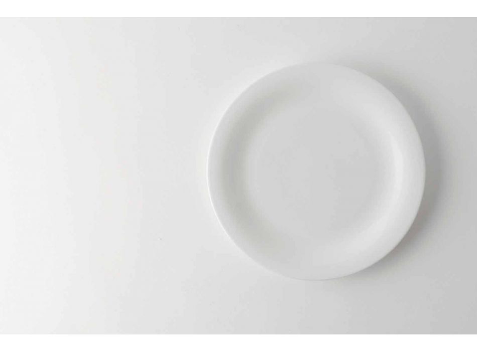 24 platos llanos elegantes en diseño de porcelana blanca - Doriana