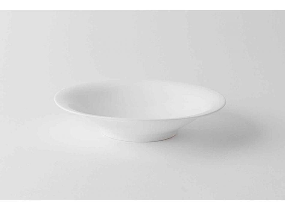 24 platos llanos elegantes en diseño de porcelana blanca - Doriana Viadurini