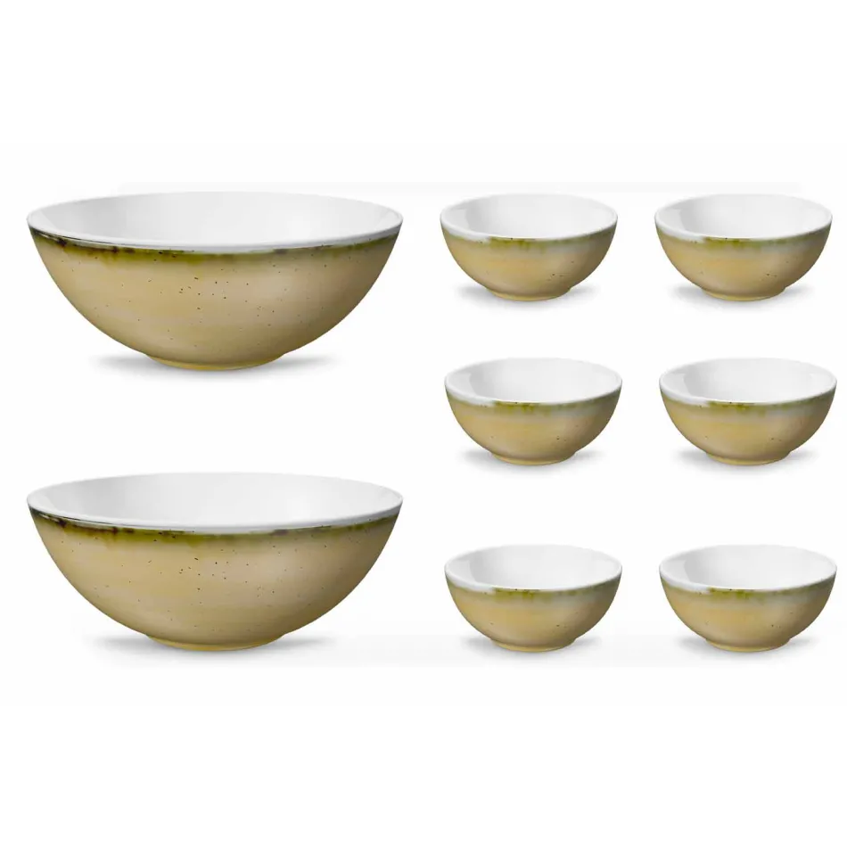 Servicio 6 Cuencos para Helados y 2 Cuencos en Porcelana Coloreada - Rurolo Viadurini