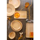 Juego de 8 placas de diseño rectangular moderno y cuenco de gres de colores - Simba Viadurini