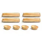 Juego de 8 placas de diseño rectangular moderno y cuenco de gres de colores - Simba Viadurini